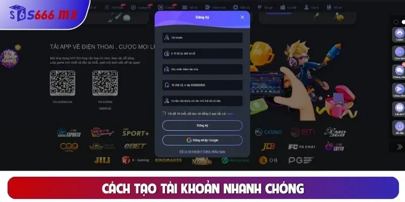 Cách tạo tài khoản nhanh chóng